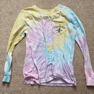 Tye dye long sleeve palm beach tee